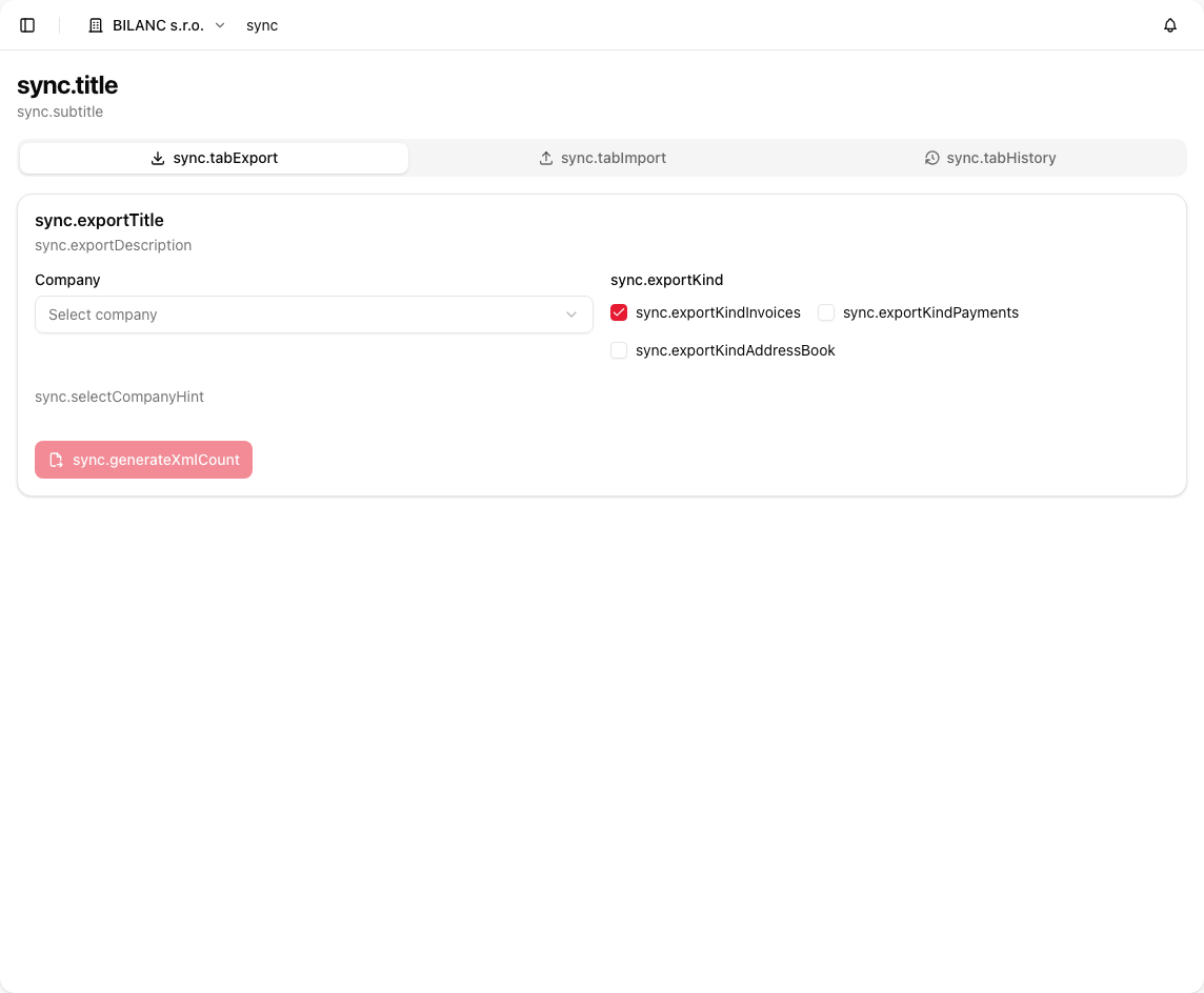 Historie exportů a importů mezi BILANC a účetním systémem POHODA